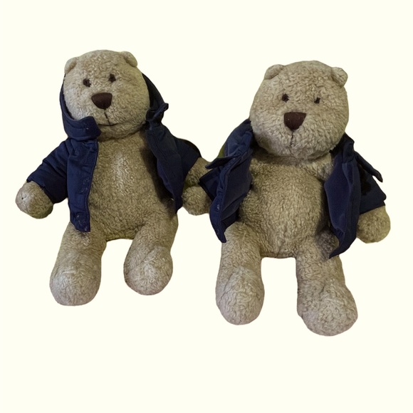 GAP Other - 2 Baby Gap Teddy Bear Plush Stuffed Animal Toy With Blue Jacket Brown Fur